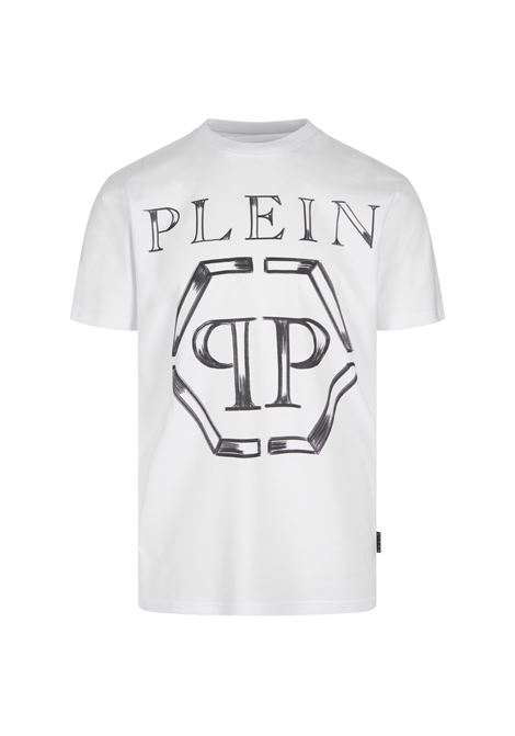 Jersey T-shirt Round Neck SS Hexagon Bianca PHILIPP PLEIN | PAECMTK8120PJY002N01